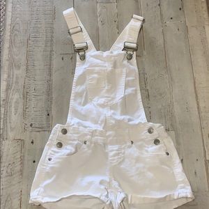 White jean overalls